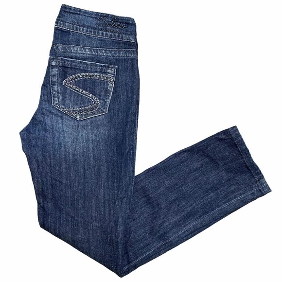 Silver Jeans Suki Women’s 26x28 Dark Wash Mid Rise Straight Leg Hemmed - Picture 1 of 7